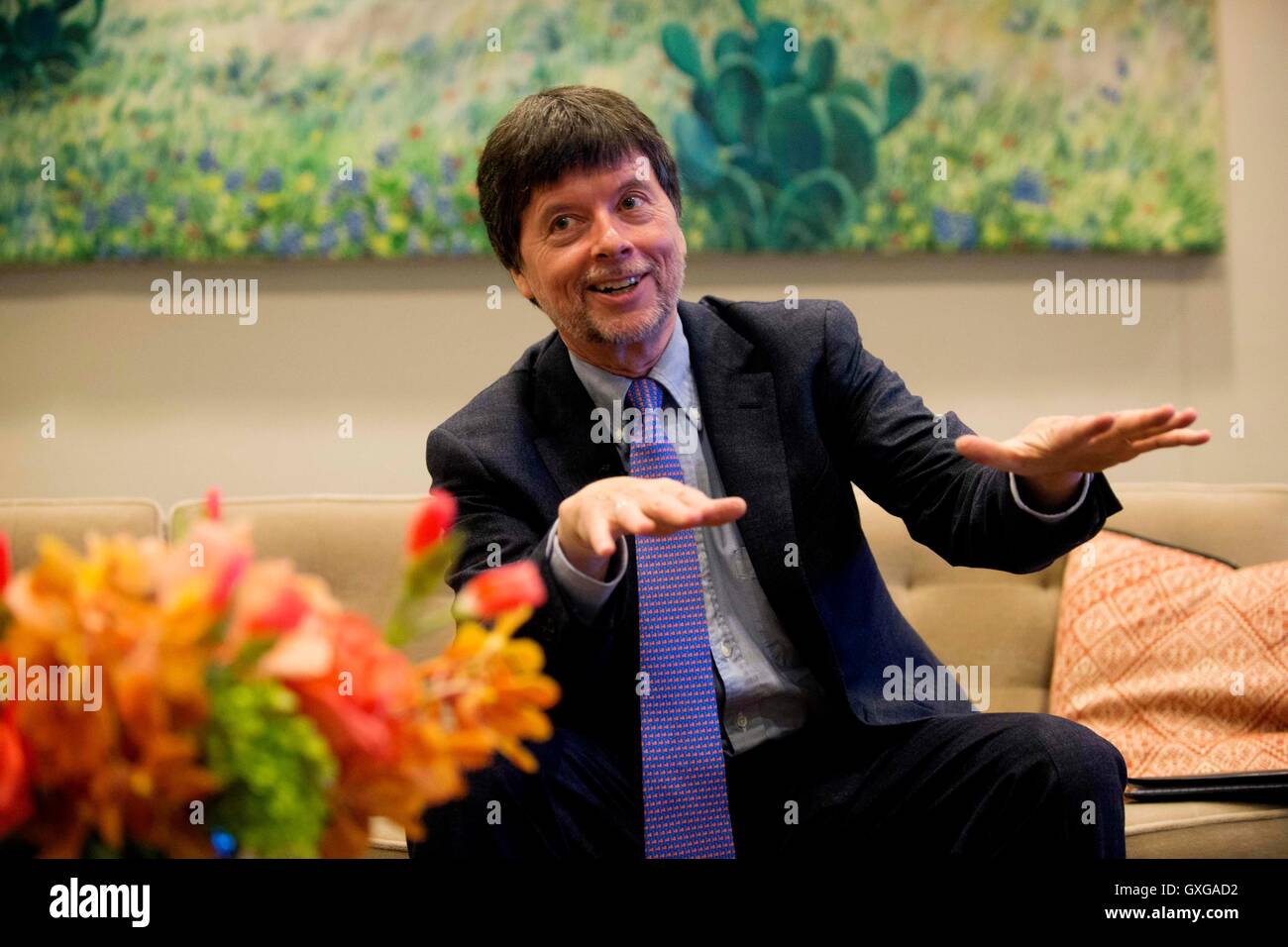 Documentary filmmaker Ken Burns engages in a public conversation about the Vietnam War at the LBJ Presidential Library April 27, 2016 in Austin, Texas. Stock Photo