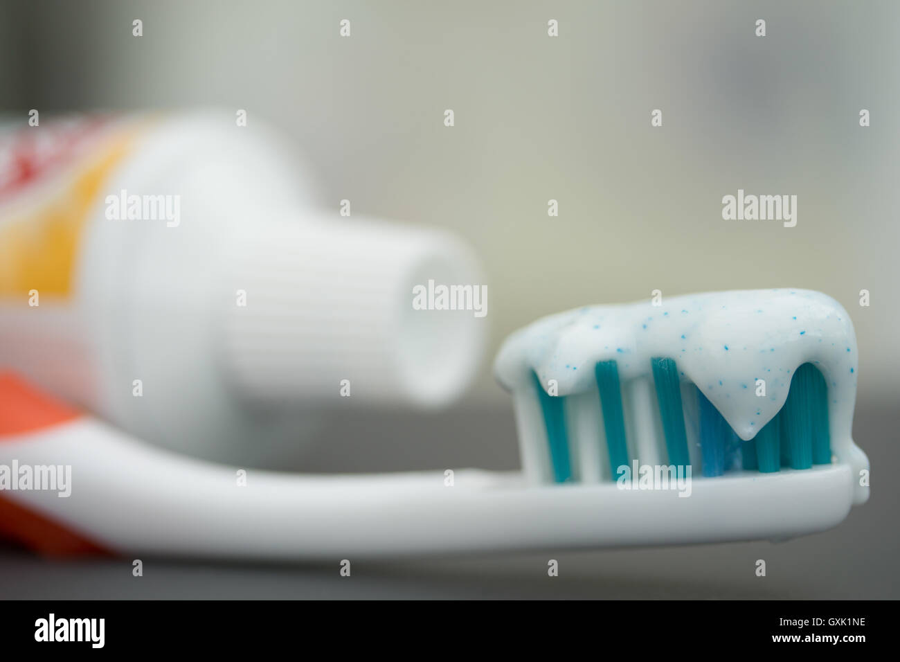 Toothpaste containing Plastic Microbeads Stock Photo