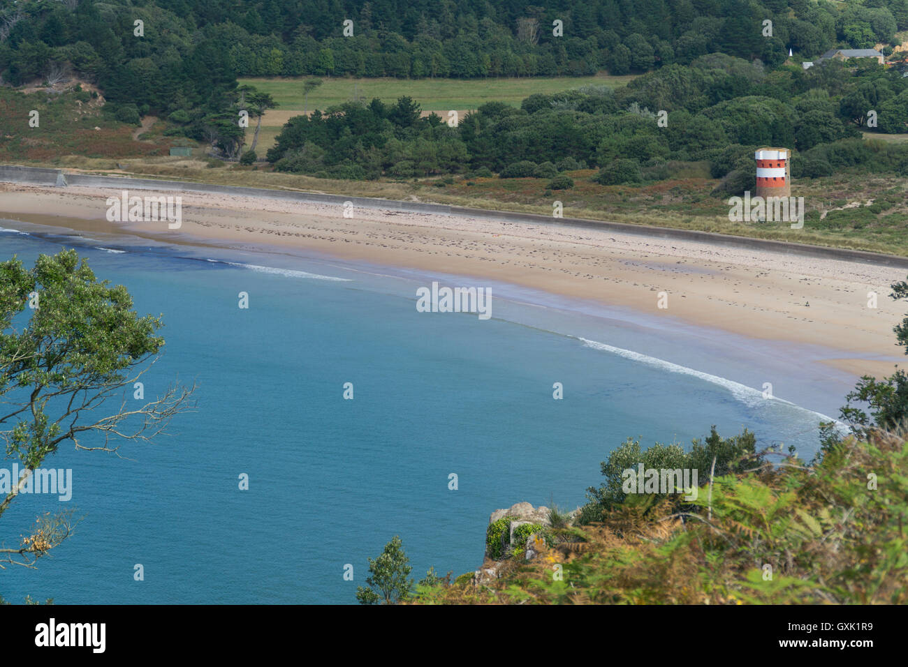 Scenic view of Ouaisne Beach,St.Brelade,Jersey,Channel Islands. Stock Photo