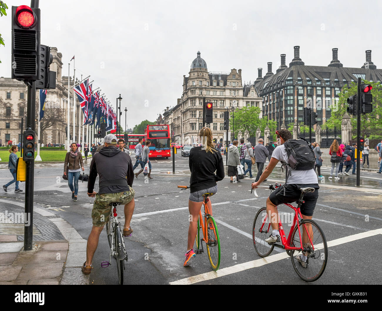 Cyclists on London roads Stock Photo