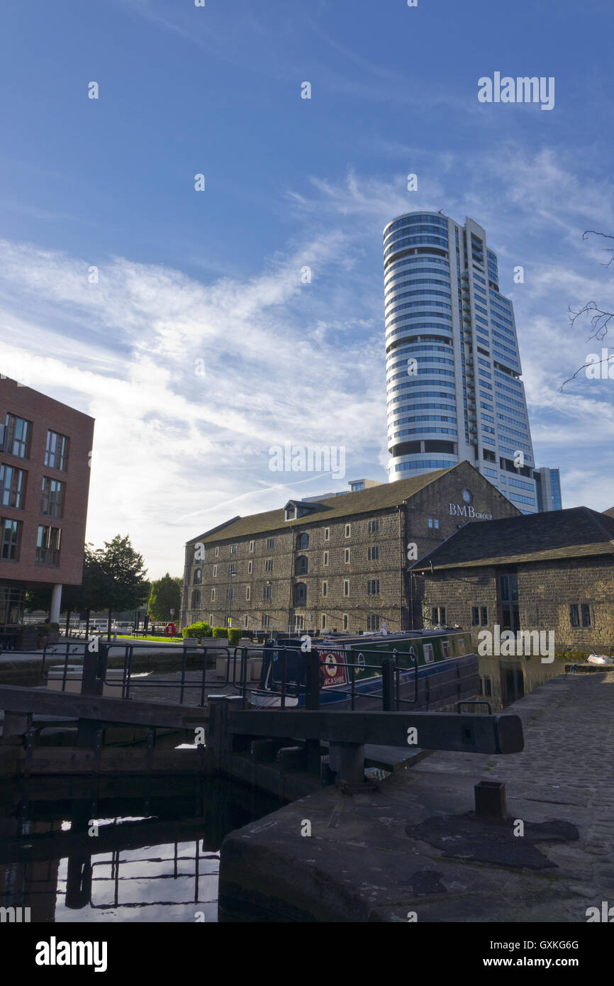 Canal Wharf modern offices Bridgewater Place Stock Photo