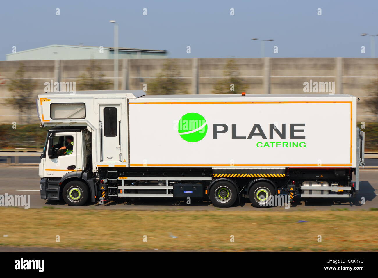 Plane Catering lorry near London Heathrow Airport Stock Photo