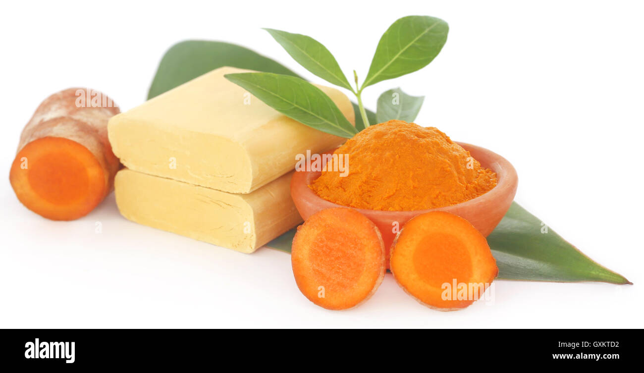 Turmeric with other herbal products for beautification Stock Photo