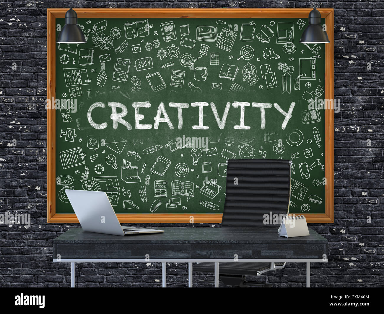 Hand Drawn Creativity on Office Chalkboard Stock Photo Alamy