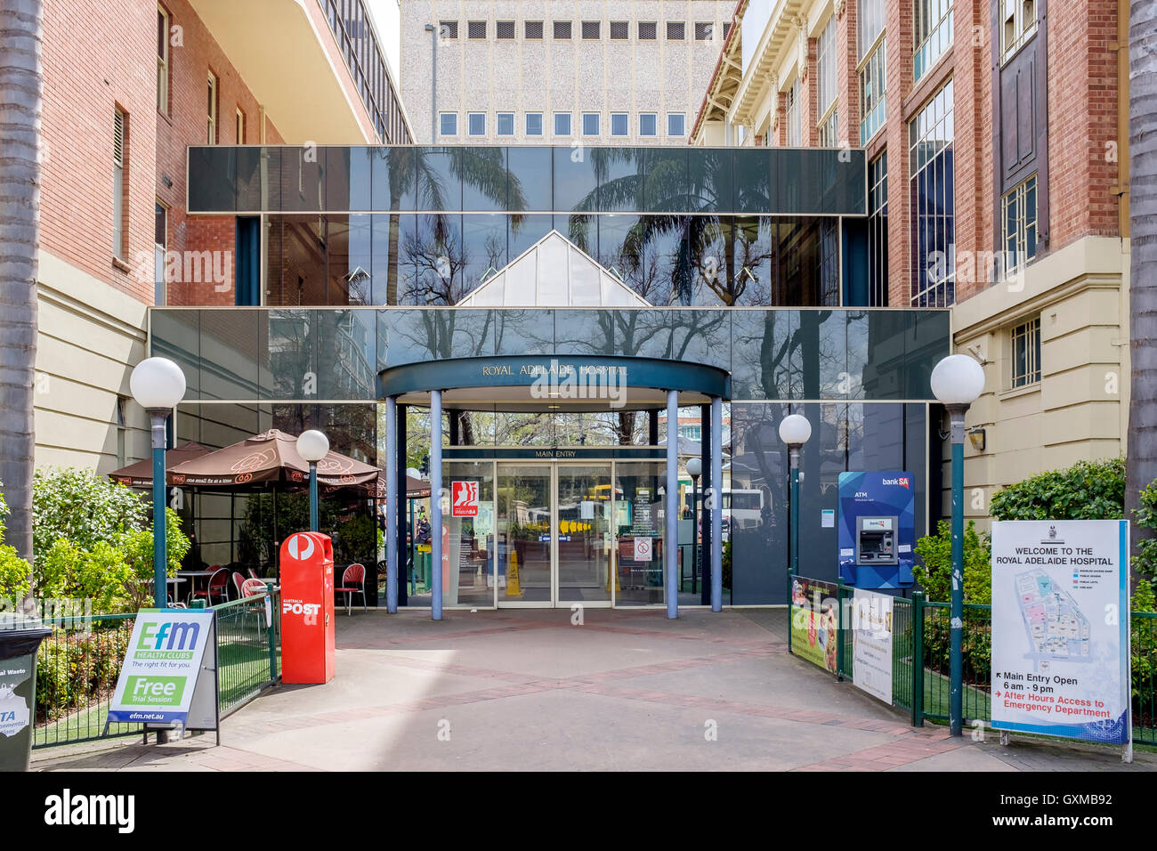 The main entrance to the original Royal Adelaide Hospital, Adelaide South Australia. It has since been demolished after a new hospital was built. Stock Photo