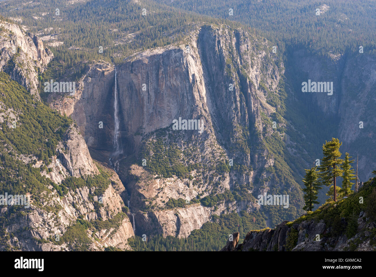 Yosemite Falls photographed from Taft Point, Yosemite National Park, California, USA. Spring (June) 2015. Stock Photo