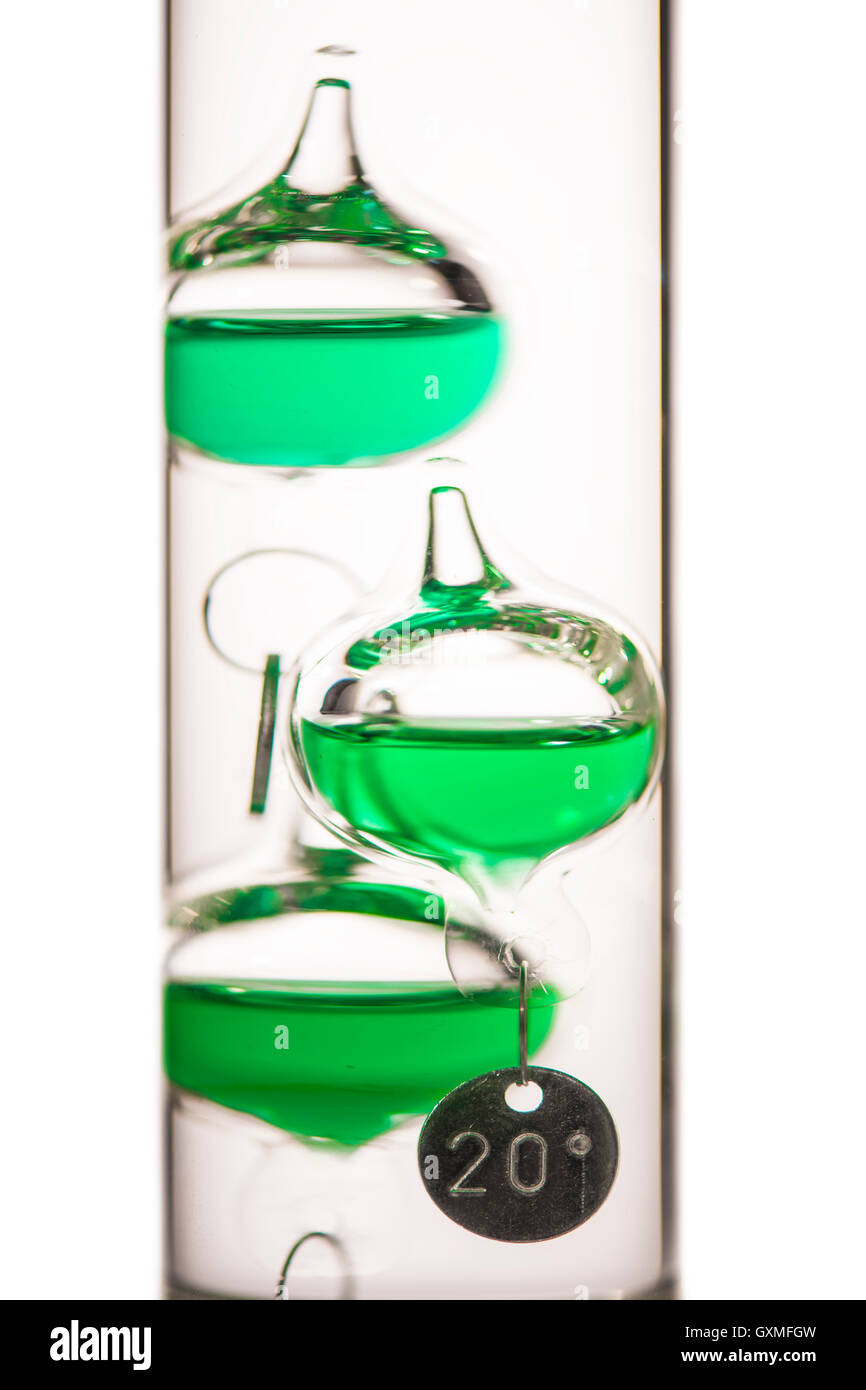 https://c8.alamy.com/comp/GXMFGW/galileo-thermometer-or-galilean-thermometer-glass-cylinder-several-GXMFGW.jpg