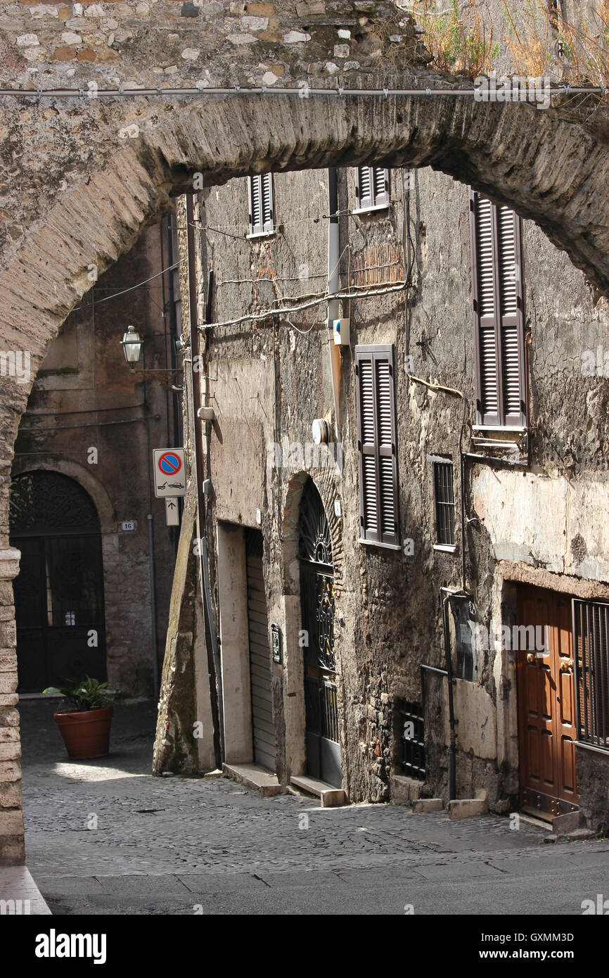 the ancient alleys of the old part of Tivoli, Italy Stock Photo