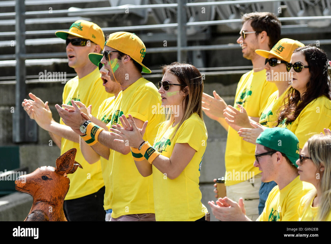Sydney, Australia. 16th September, 2016. Australian fans show their