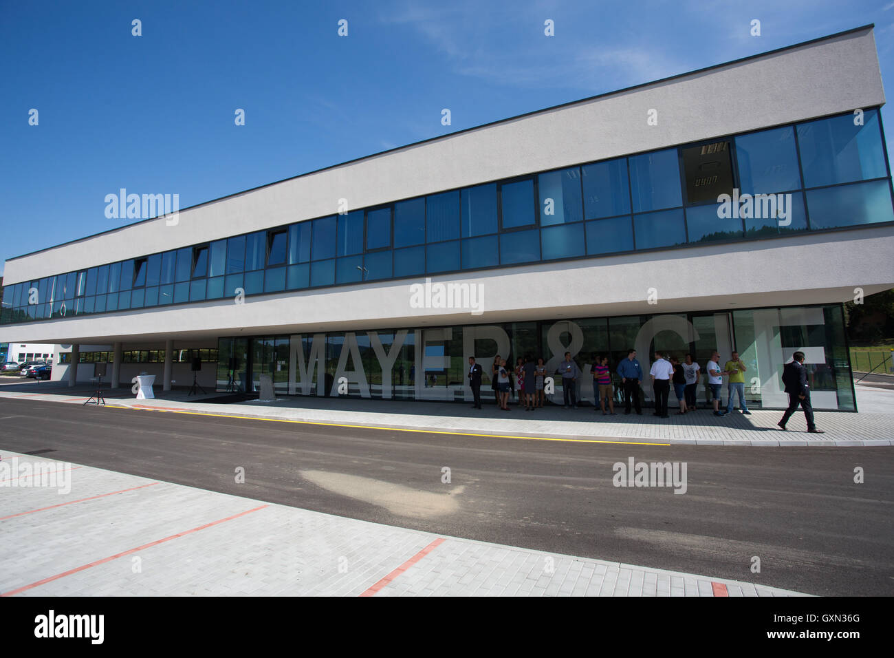 Vsetin, Czech Republic. 08th Sep, 2016. Company Mayer & Cie. CZ has built a  hall for production of knitting machines in industrial zone Bobrky in Vsetin,  Czech Republic, September 08, 2016. ©