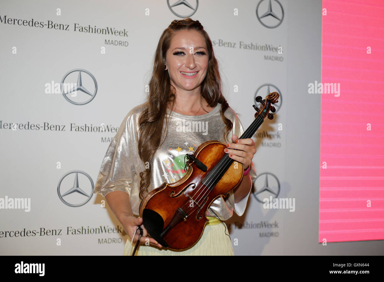 Violinist Elena Mikhailova during Pasarela Cibeles - Mercedes-Benz Fashion  Week Madrid 2016, in Madrid, on Friday 16th September, 2016 Stock Photo -  Alamy