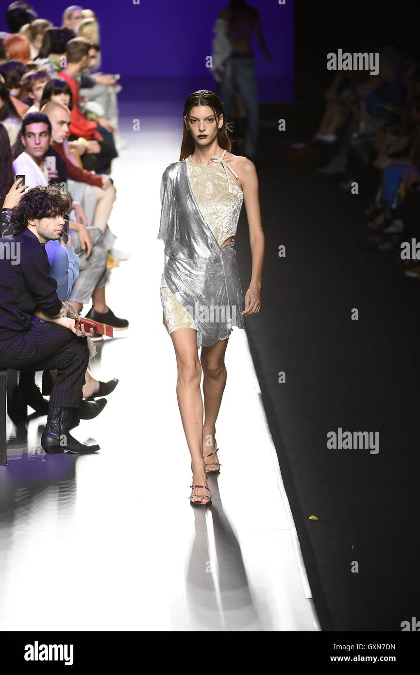 A model wears at collection runway a creation from Mane Mane during ...