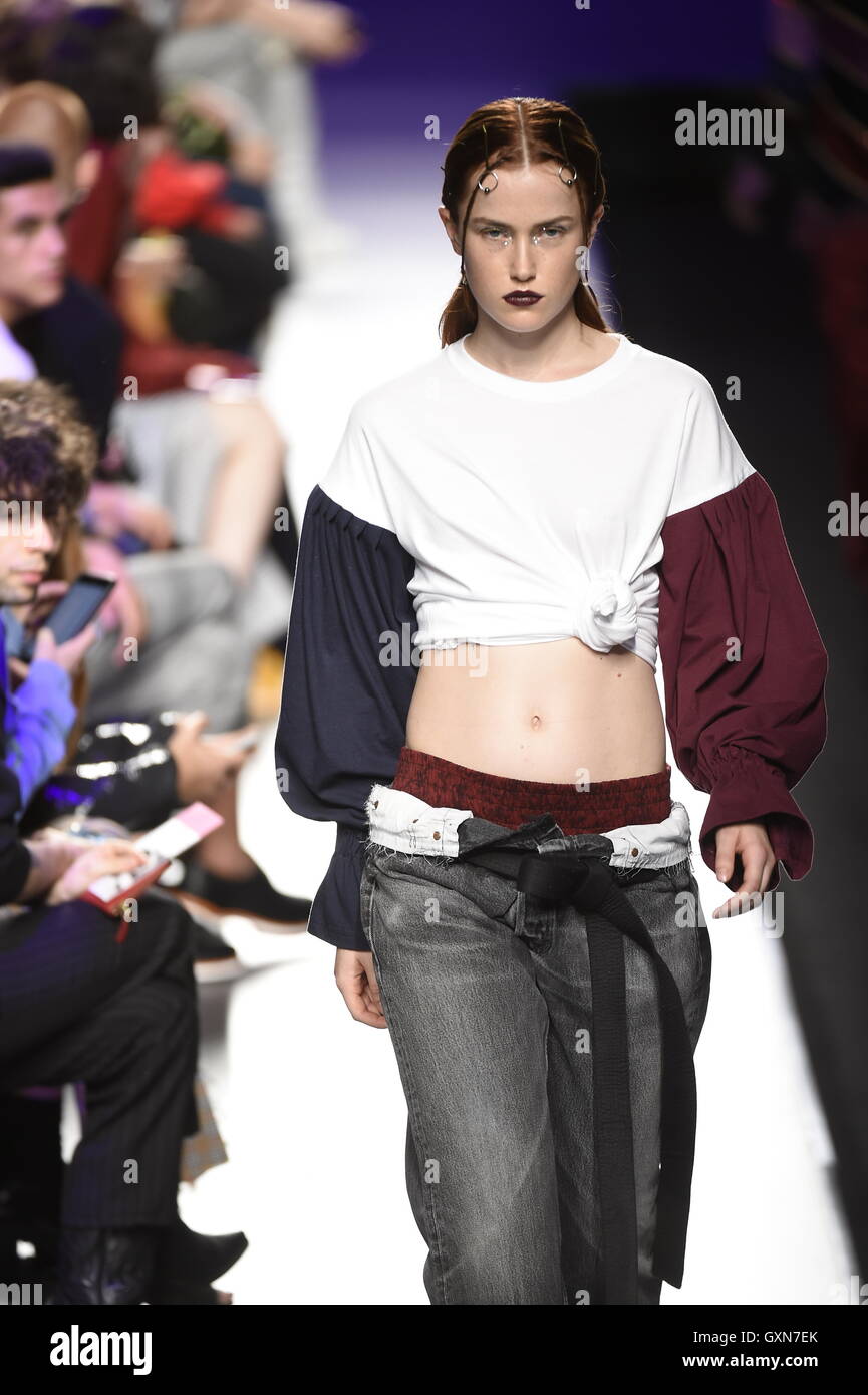 A model wears at collection runway a creation from Mane Mane during ...