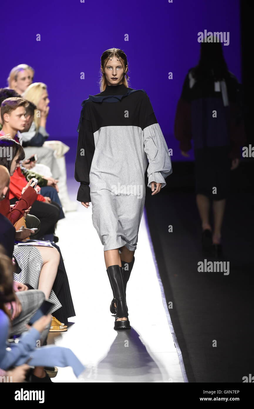 A model wears at collection runway a creation from Mane Mane during ...