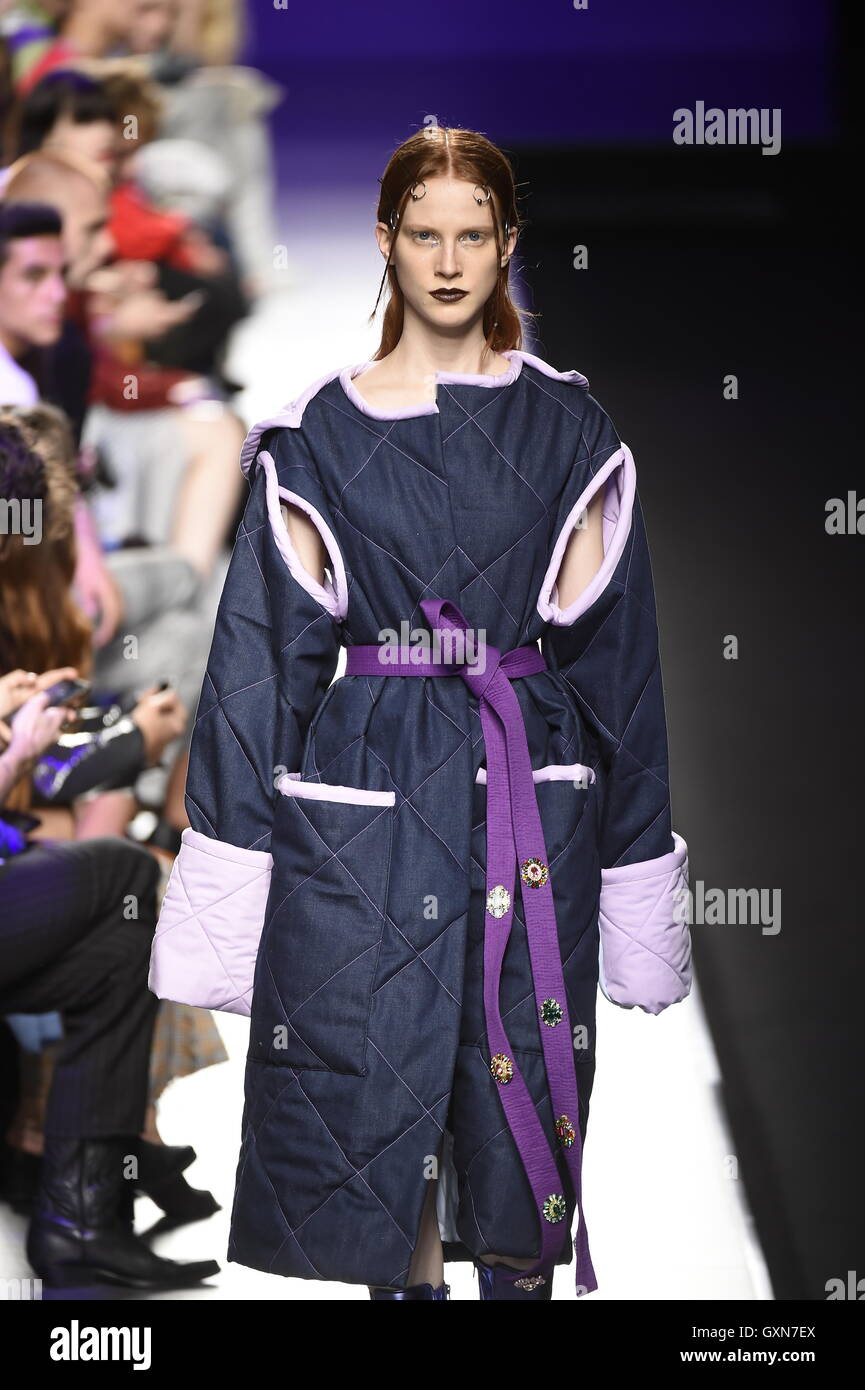 A model wears at collection runway a creation from Mane Mane during ...