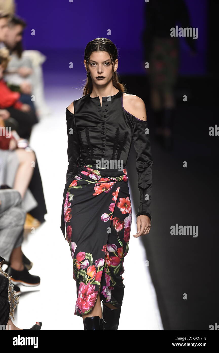 A model wears at collection runway a creation from Mane Mane during ...