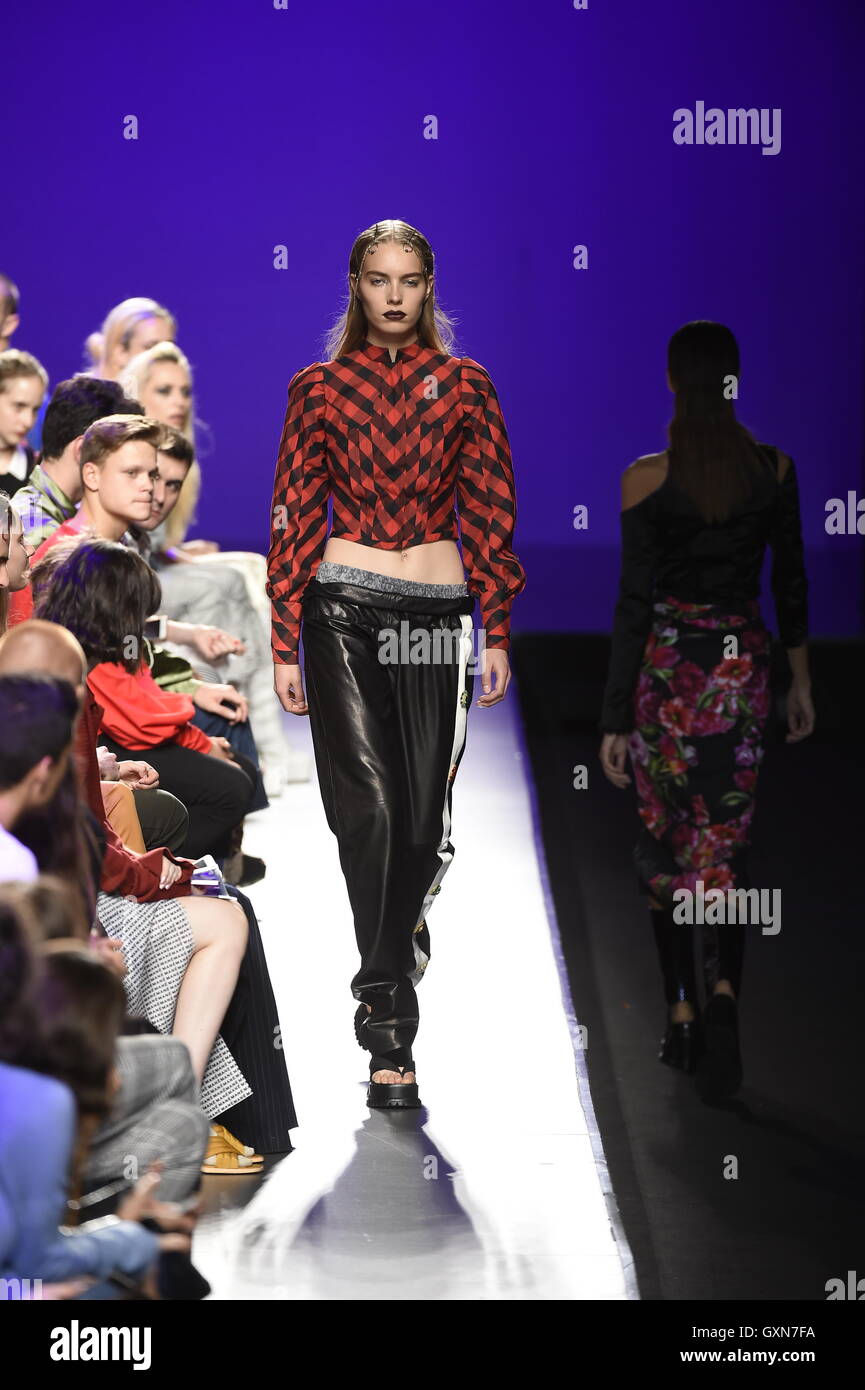 A model wears at collection runway a creation from Mane Mane during ...