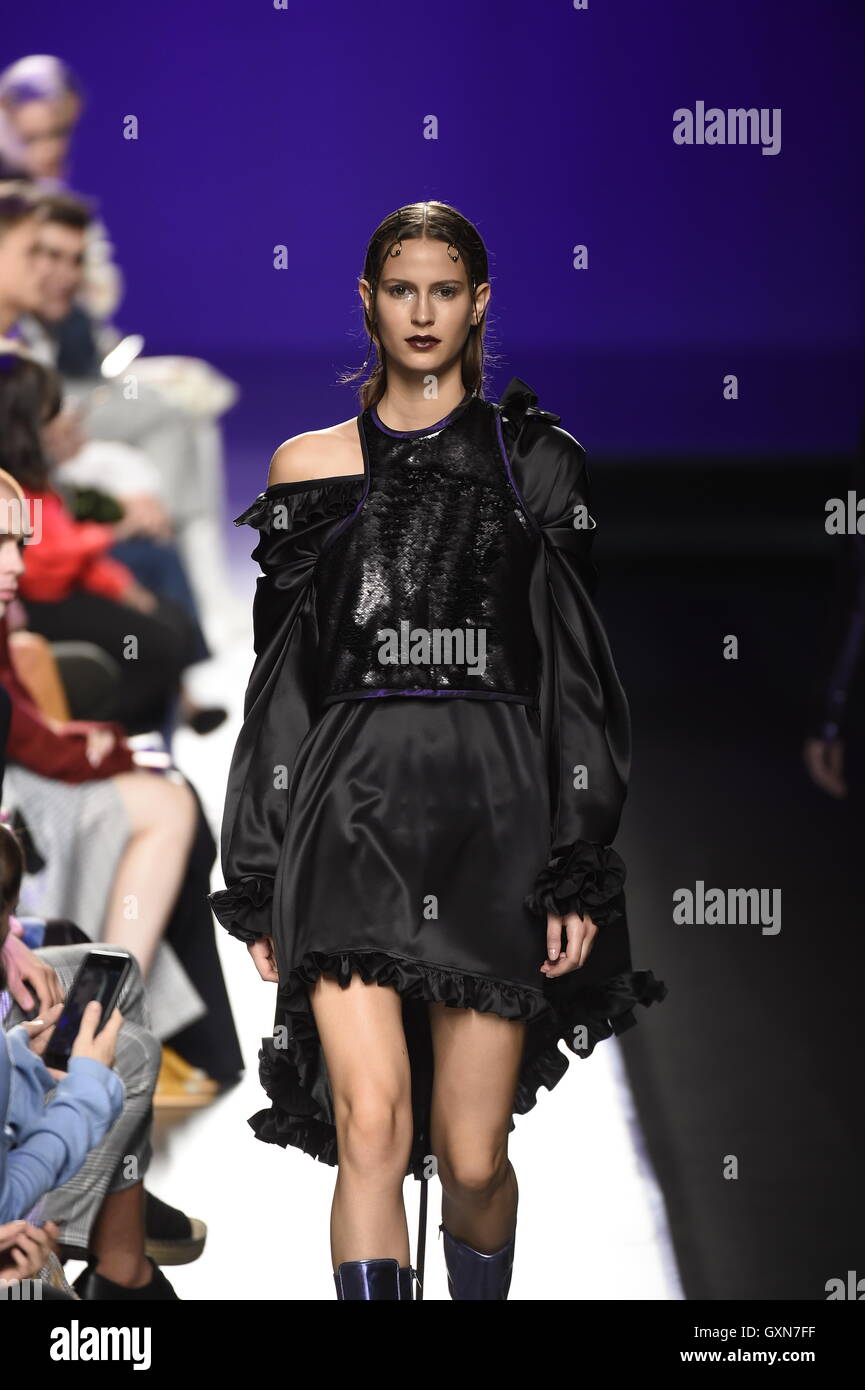A model wears at collection runway a creation from Mane Mane during ...
