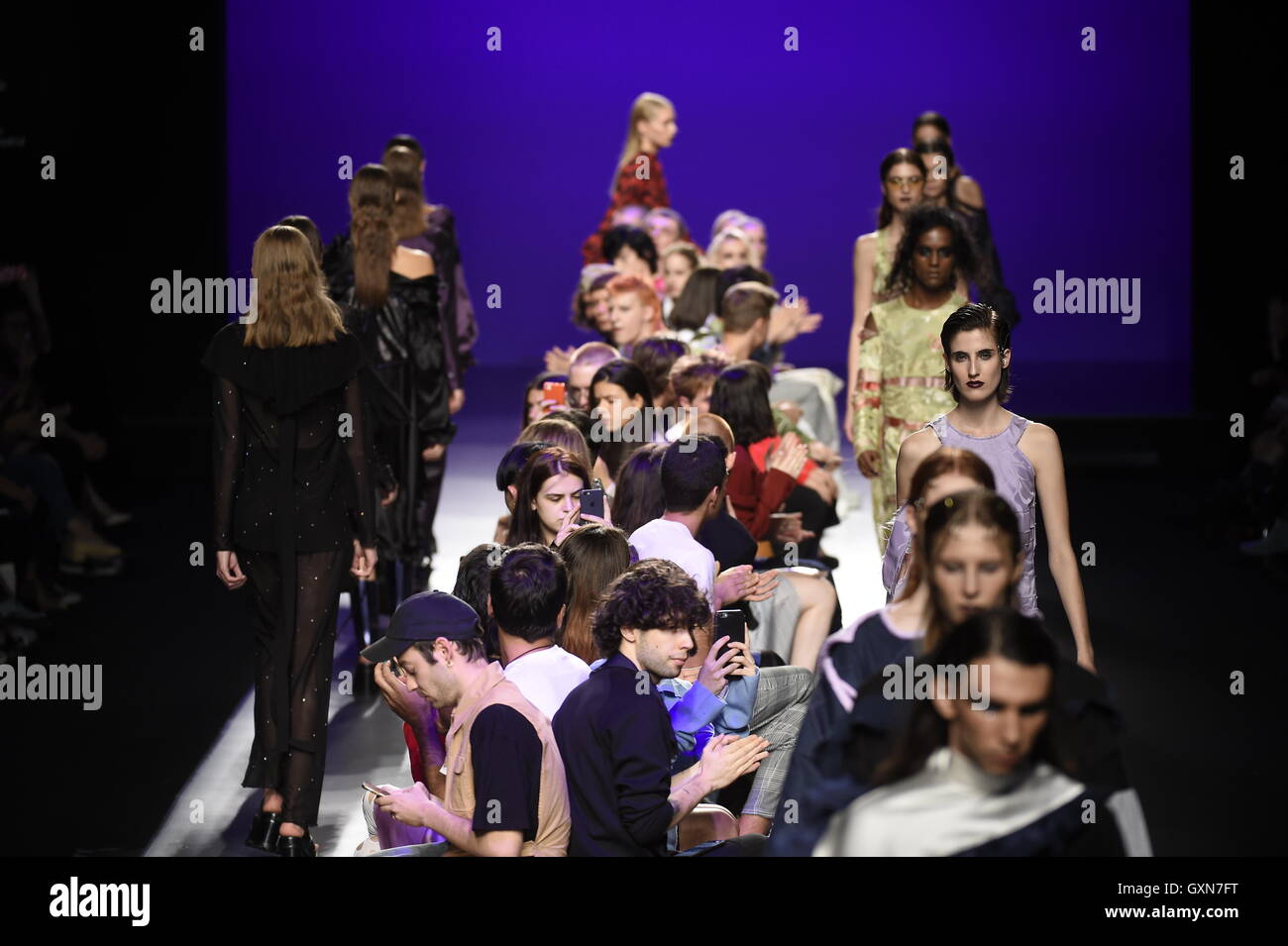 A model wears at collection runway a creation from Mane Mane during ...