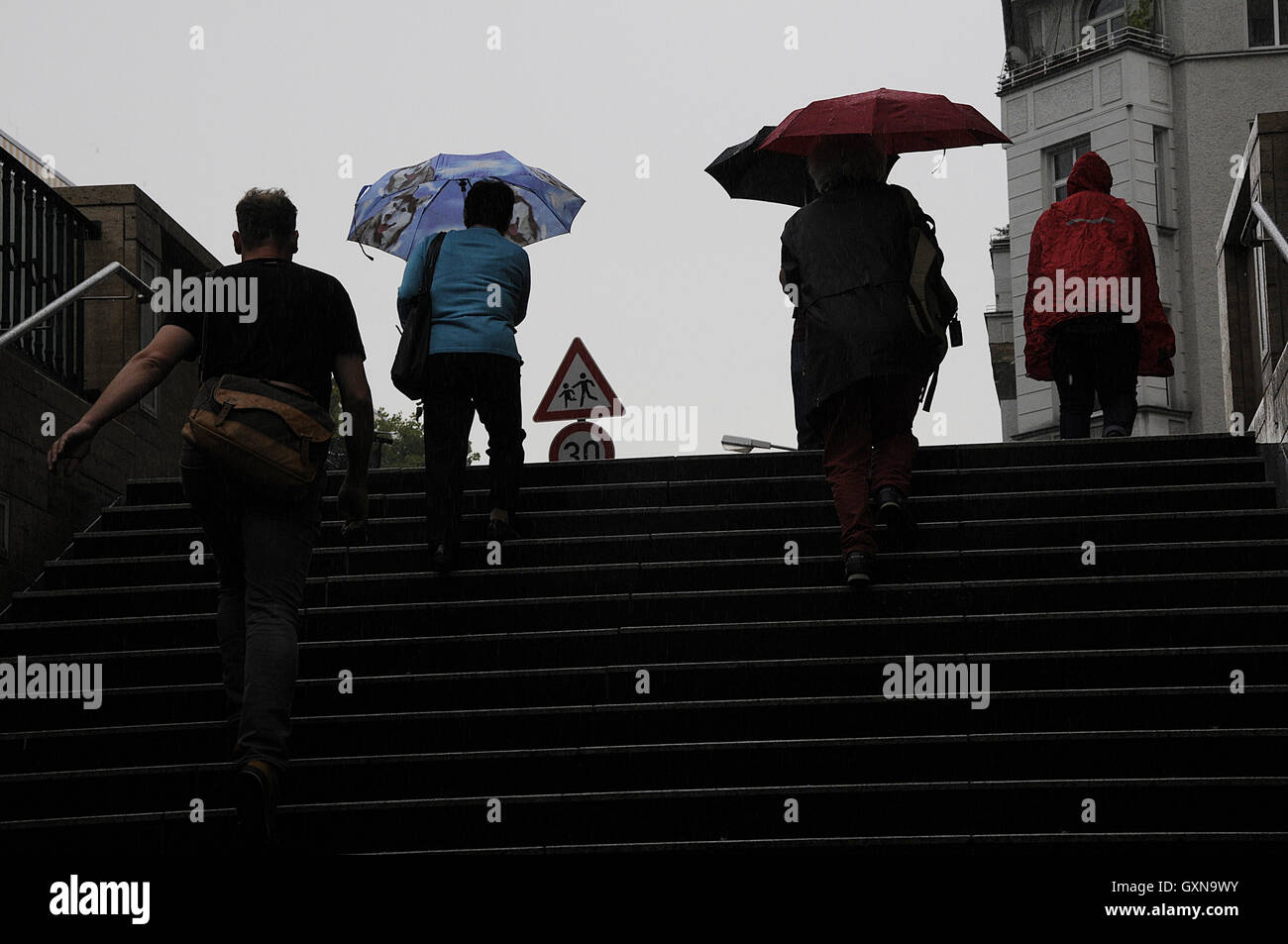 Berlin, Germany. 17th September, 2016. Heavy rainy and cold weather in