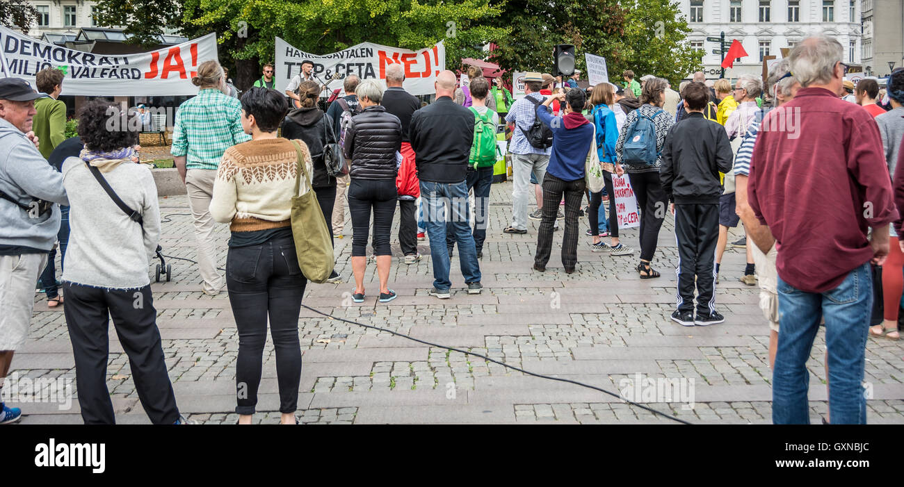 Malmö, Sweden, 17th September, 2016. Demonstrations over the world against the proposed free trade aggrements TTIP and CETA. Tommy Lindholm/Alamy Live News Stock Photo