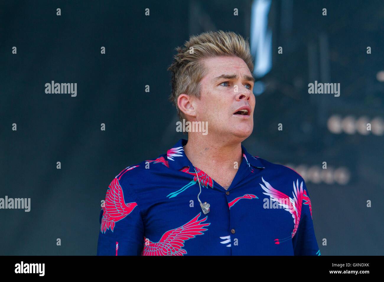 Delmar, CA, US. 16th Sep, 2016. KAABOO is three days of fun, with almost 40 hours packed full with memories and it has all of the makings of a comfortable event. They had plenty of shade and seating, The restrooms were clean, air conditioned with flushable toilets (no porta-potties), and there was no dirt, dust or mud to fight through just to have a good time.For some level of guest there was even a pool to lounge around. There was gourmet food, exorbitant prices, and all you would expect from a three day festival.Seen here one of the many musical acts 90s Sugar Ray, lead by Mark McGra Stock Photo