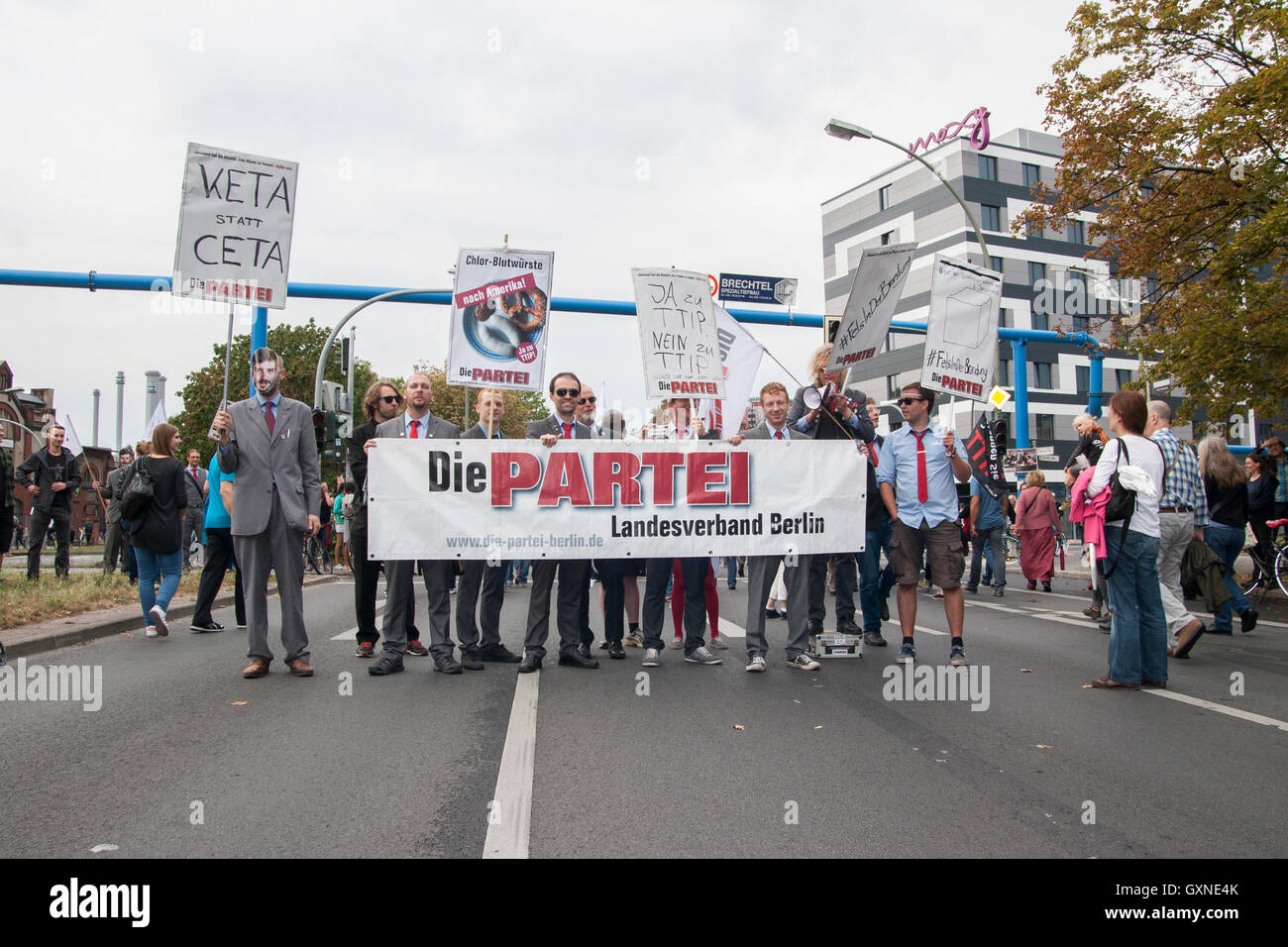 Berlin, Germany. 17th September, 2016. Demonstration against TTIP and CETA. Stock Photo
