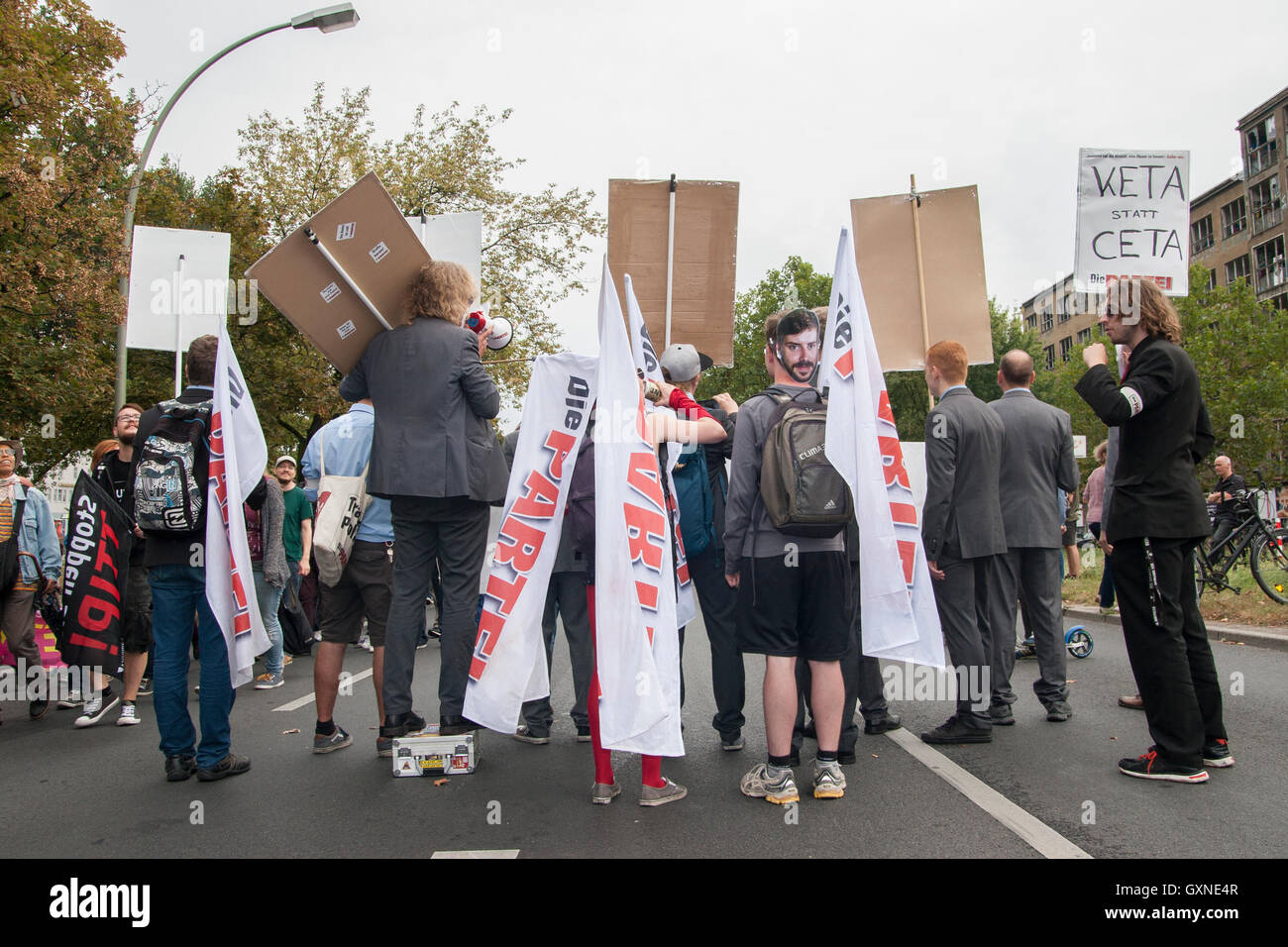 Berlin, Germany. 17th September, 2016. Demonstration against TTIP and CETA. Stock Photo