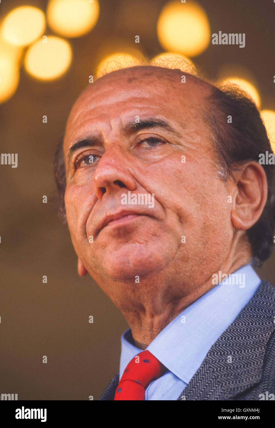 CARACAS, VENEZUELA - Presidential candidate Carlos Andres Perez during campaign speech. January 1988 Stock Photo
