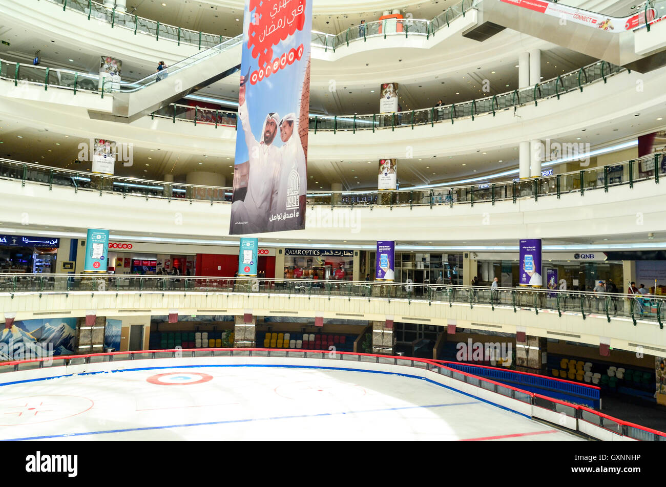 Ice rink in the middle of the Doha City Center, a large mall in Qatar
