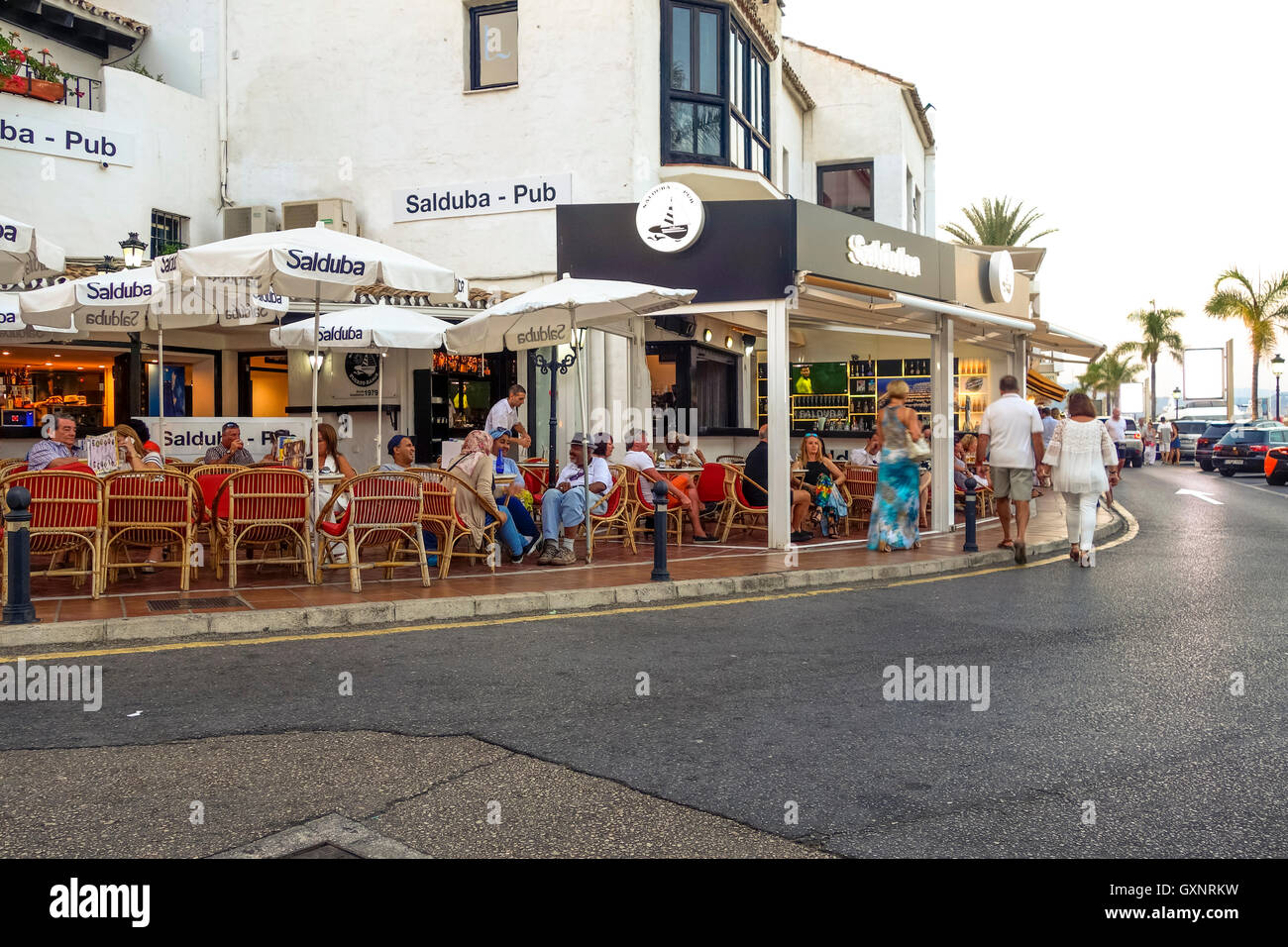Salduba, bar, cafe at terrace, Marina Puerto Banus, Marbella, Spain Stock  Photo - Alamy