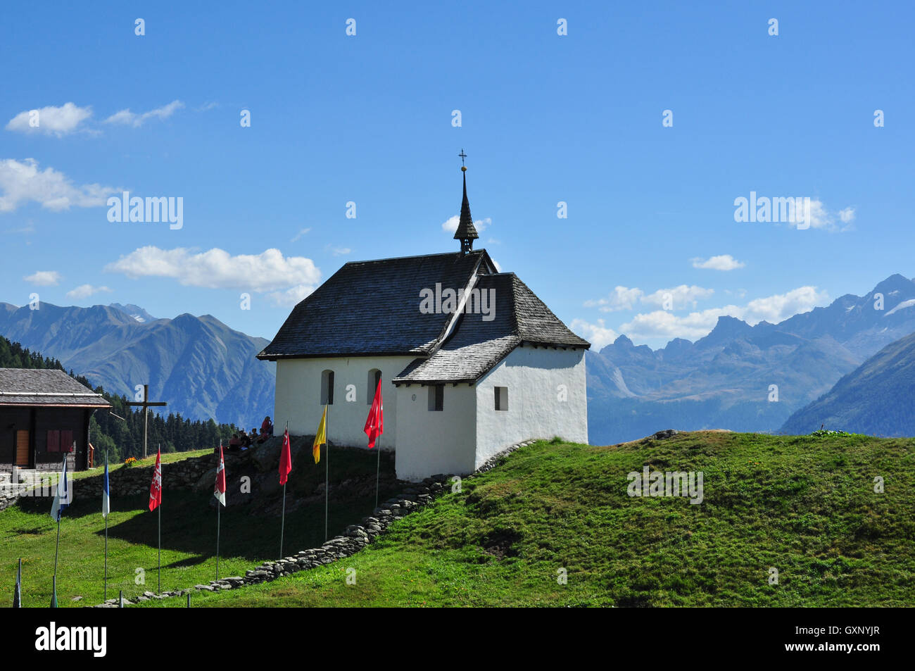 Bettmeralp church in the Swiss Alps, Valais, Switzerland Stock Photo