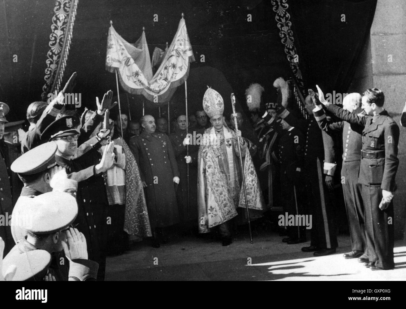 FRANCISCO FRANCO (1892-1975) Caudillo of Spain at the funeral of King Alfonso XIII in March 1941 Stock Photo