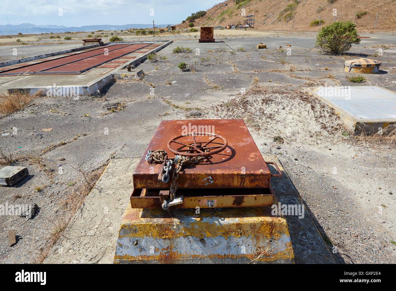 The Abandoned Cold War Nike Missile Site, SF-91L On Angel Island, San Francisco, California. Stock Photo