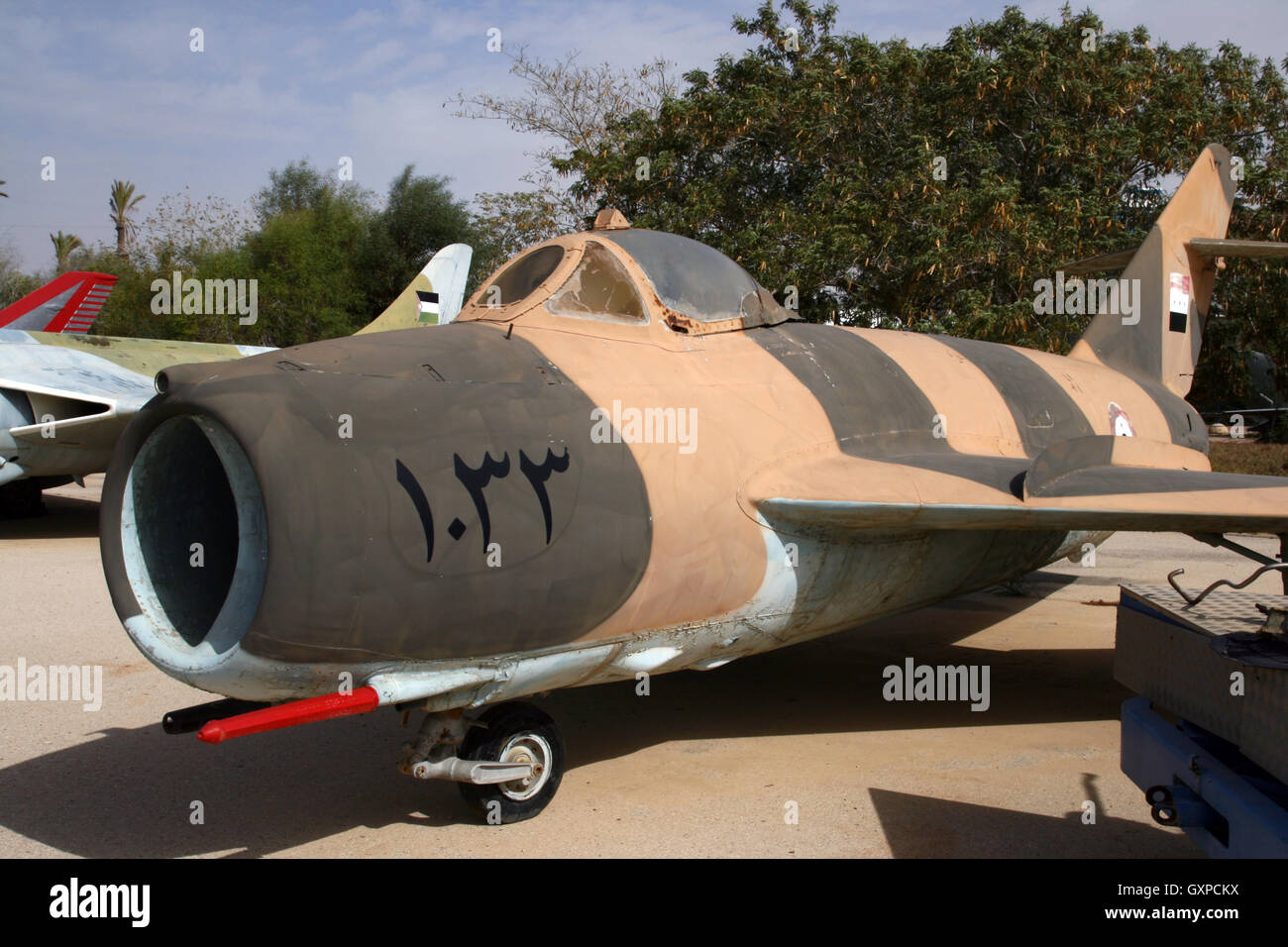 Ex Syrian Air Force MiG-17 on display in the Hatzerim Airforce Museum in Beersheba, Israël Stock Photo