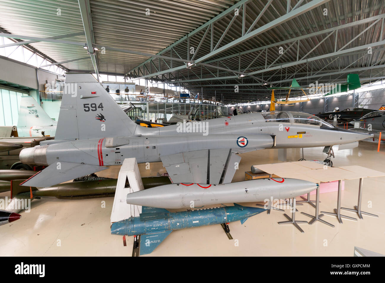 Norwegian Air Force F-5 Freedom Fighter on display in the Aviation museum of Oslo-Gardermoen airport Stock Photo