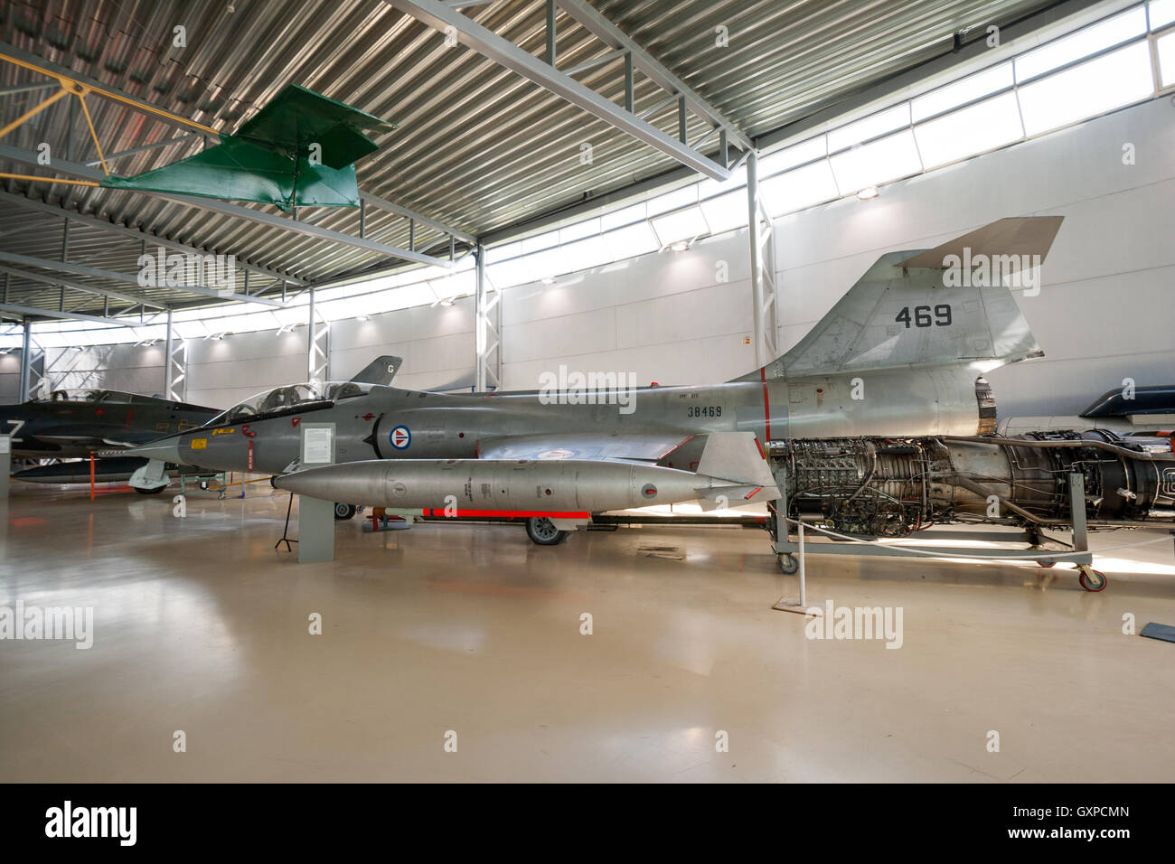 Norwegian Air Force F-104 Starfighter on display in the Aviation museum of Oslo-Gardermoen airport Stock Photo