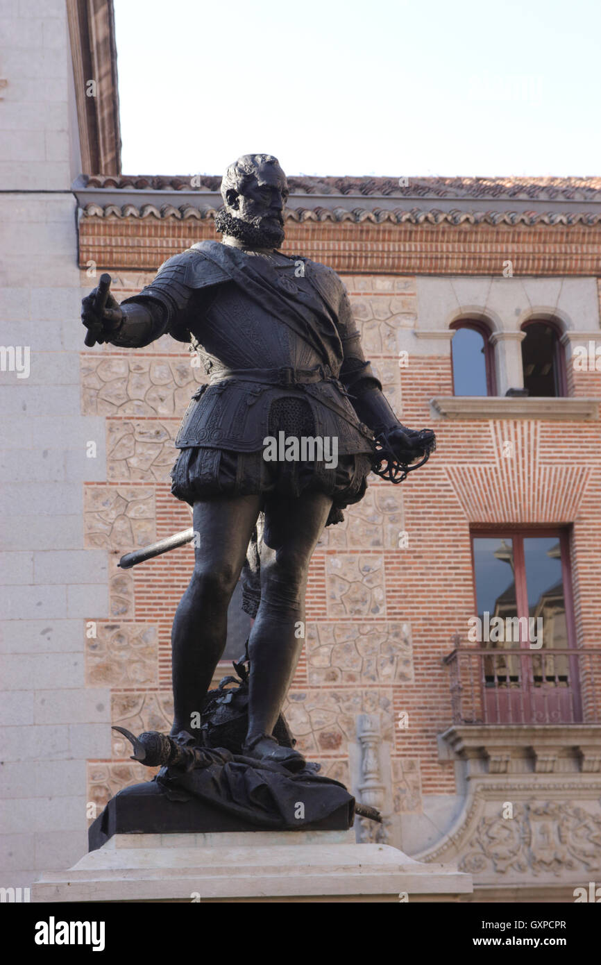 Don Alvaro de Bazan statue Plaza de la Villa Madrid Spain Stock Photo