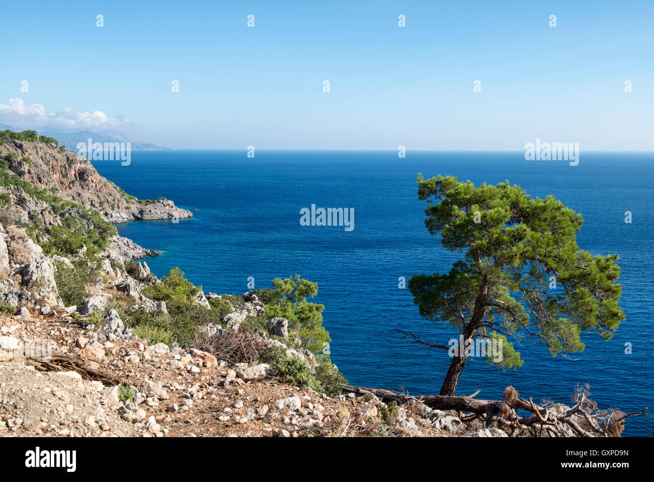 Beautiful scenic coastline on Karpathos island, Greece Stock Photo