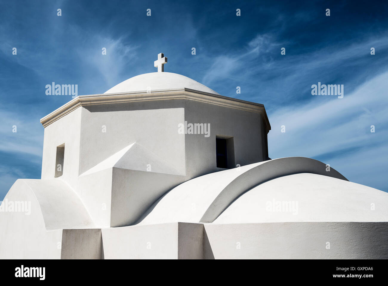 Small white chapel near Olympos village on the island of Karpathos, Greece Stock Photo