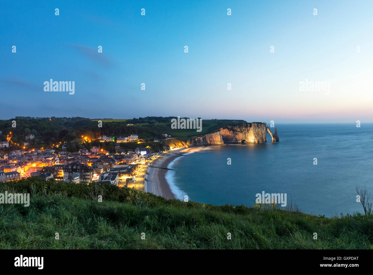 Scenic view of the famous cliffs of Etretat in Normandy, France Stock ...