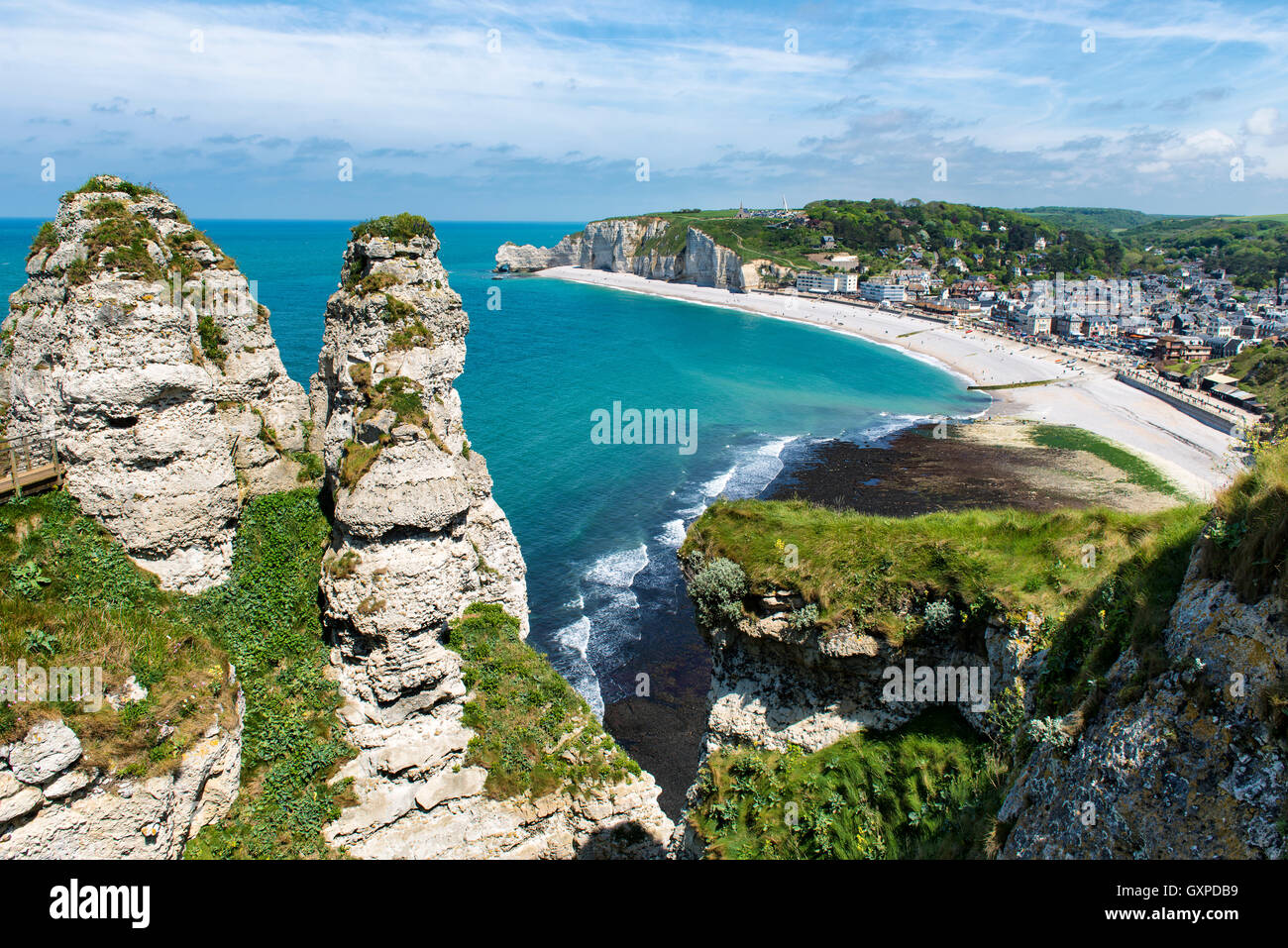 Scenic view of the famous cliffs of Etretat in Normandy, France Stock ...