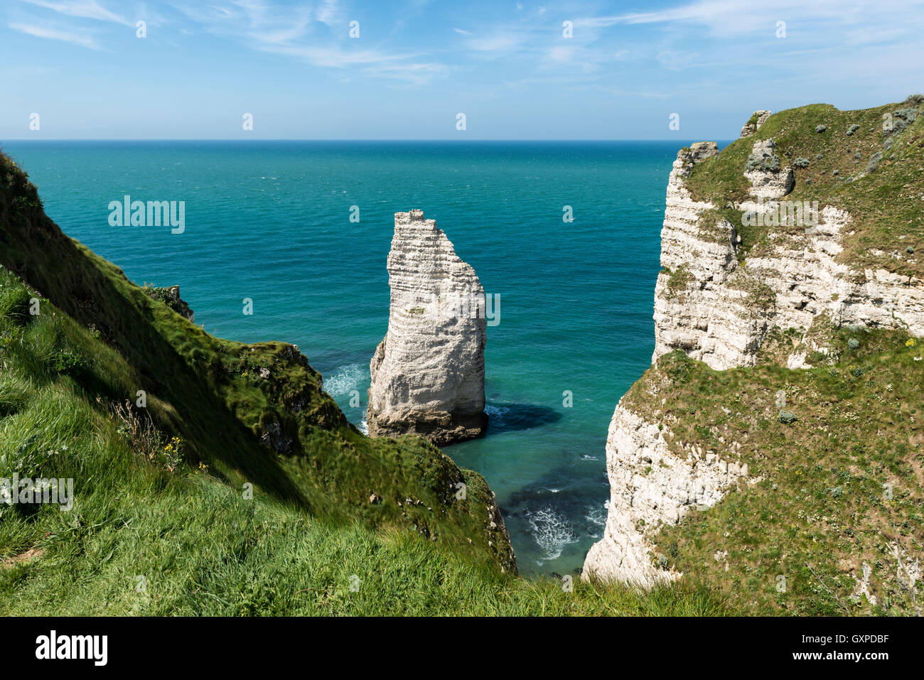 Scenic view of the famous cliffs of Etretat in Normandy, France Stock Photo