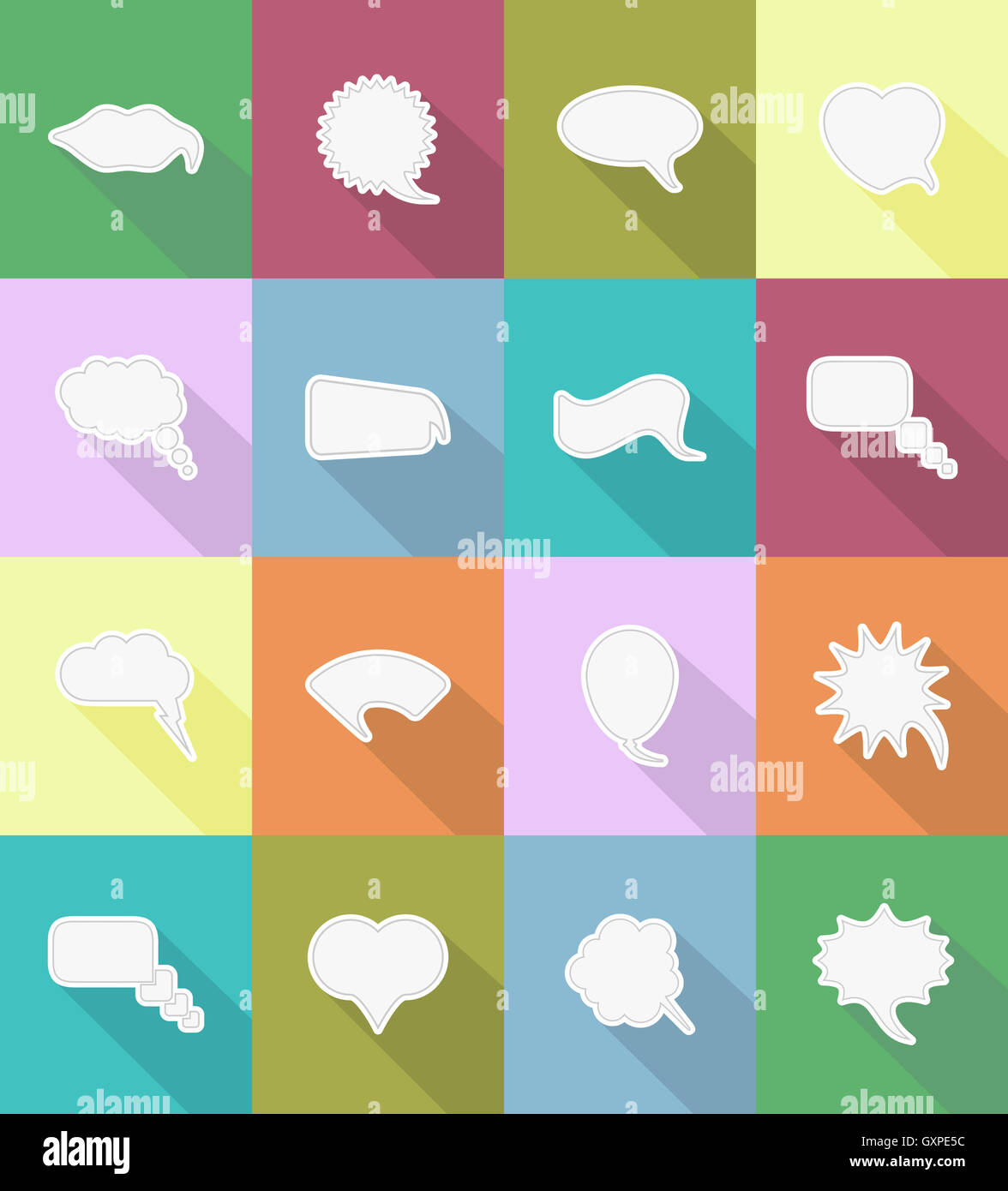 speech bubbles flat icons illustration isolated on background Stock ...