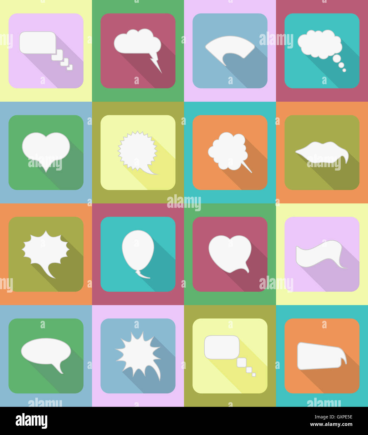 speech bubbles flat icons illustration isolated on background Stock ...