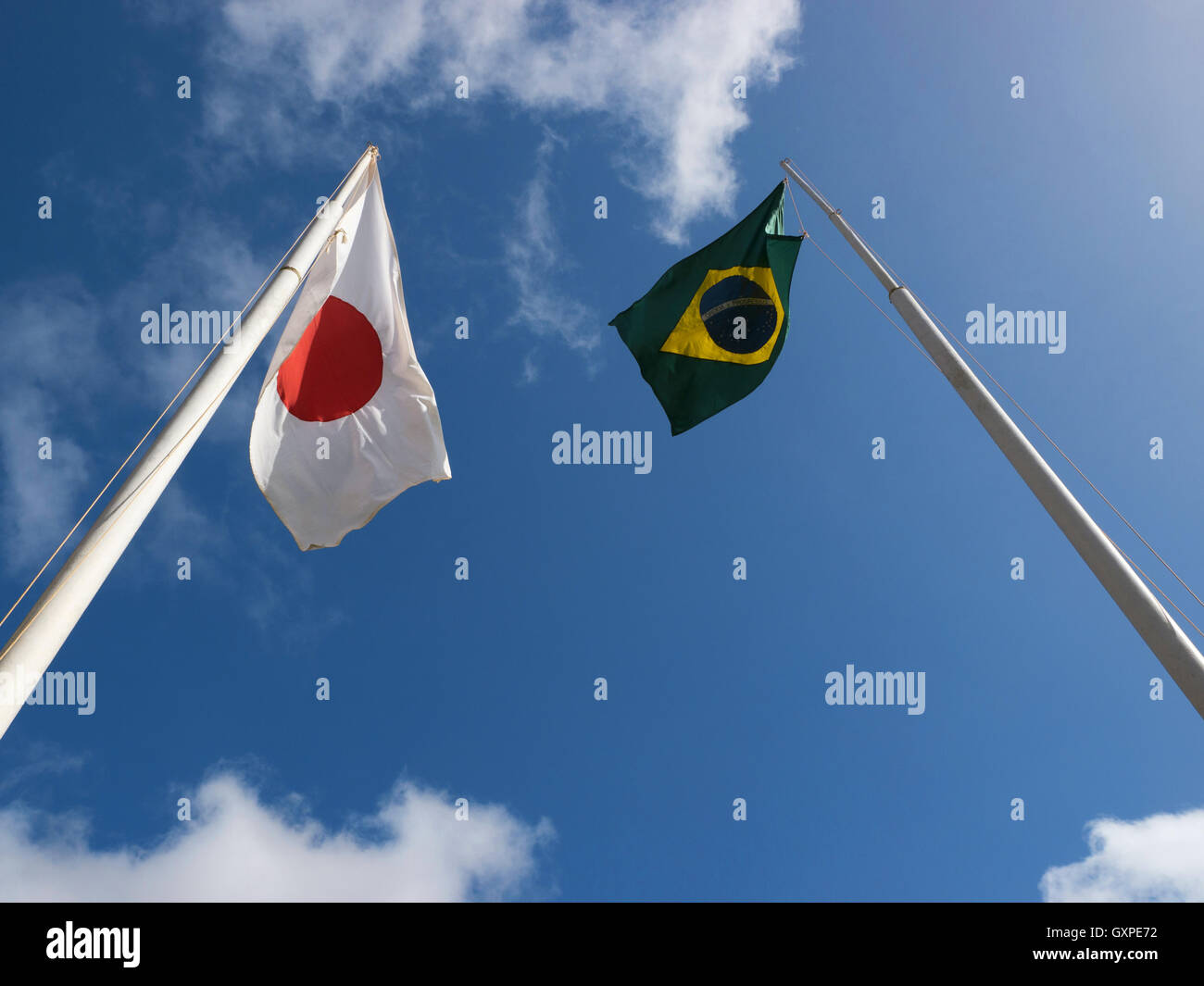 Flags of Japan and Brazil Stock Photo Alamy