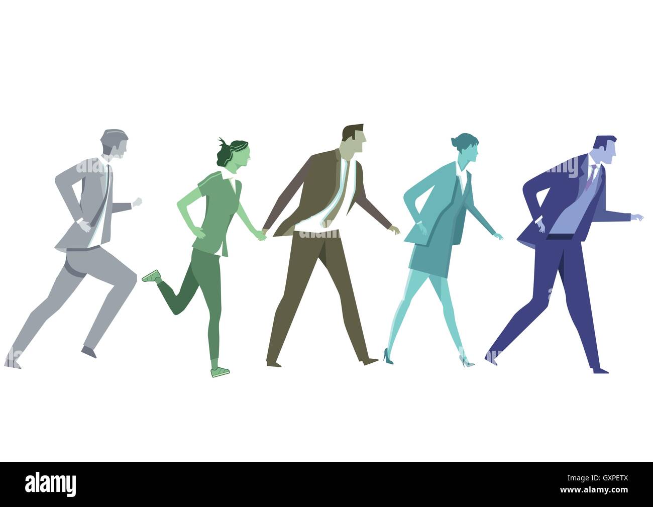 Businessmen running with competitors Stock Vector