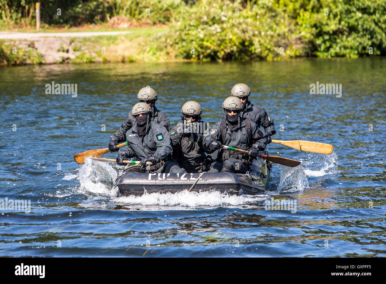 Exercise of a SWAT team, German police, anti Terror police unit, Stock Photo