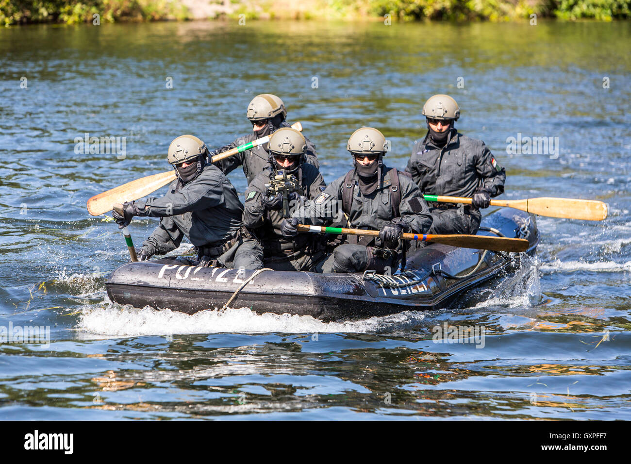 Exercise of a SWAT team, German police, anti Terror police unit, Stock Photo