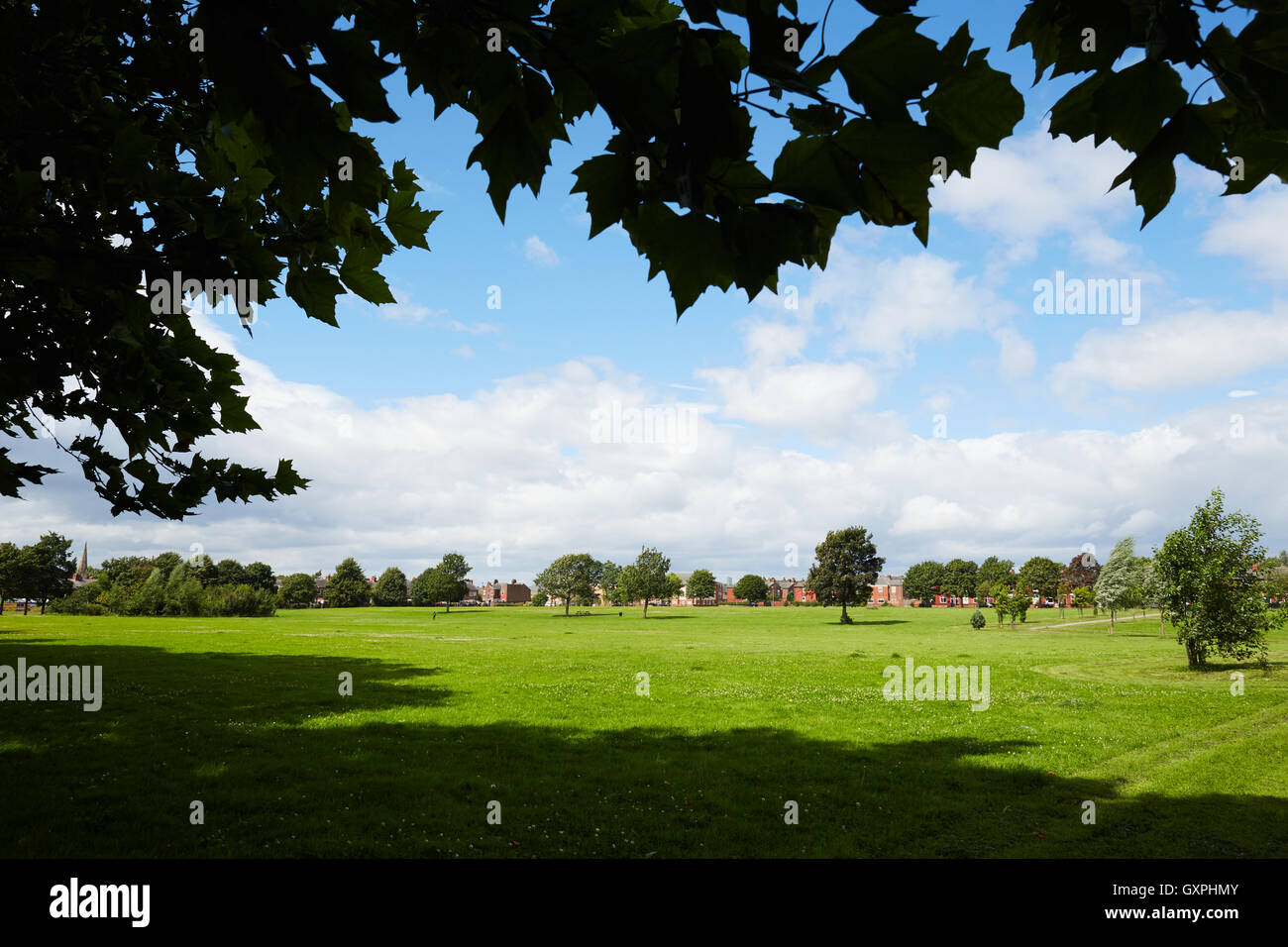 Greenback playing fields Levenshulme Manchester   Park open space public recreation recreational play playing fields council mai Stock Photo